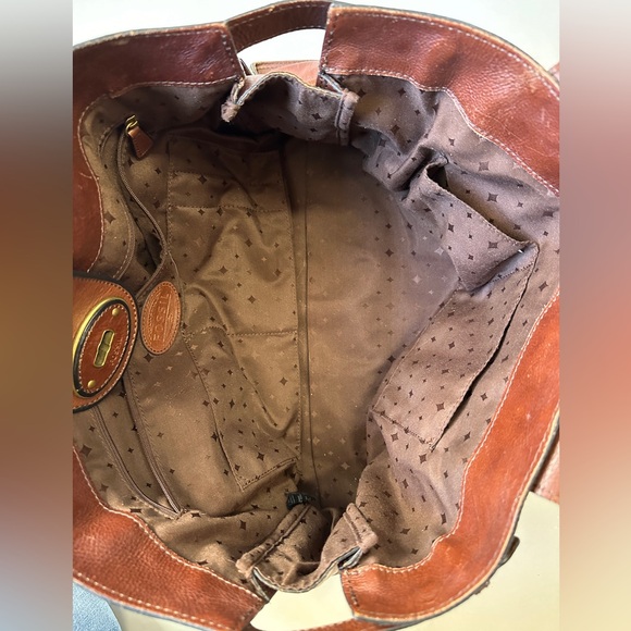 Fossil large leather weekender tote bag dark brown - Picture 10 of 12